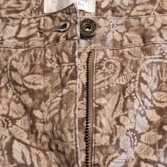 Vtg Christopher & Banks Tan Floral Stretch Cropped Capris Pockets Wms Size 8 - Picture 14 of 16